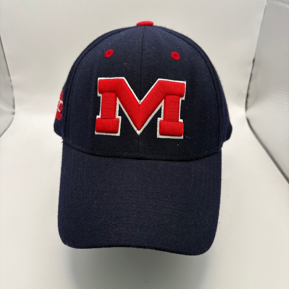 Ole Miss Rebels Hat Top of the World Navy Blue SEC Adjustable Baseball Cap Mens